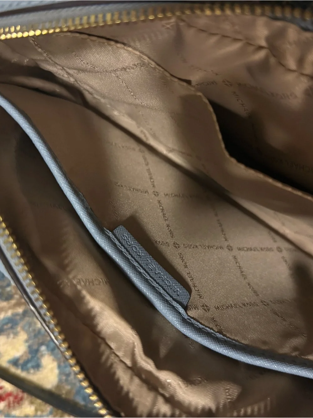 Michael Kors Powder Blue Crossbody with Gold Chain Accent
